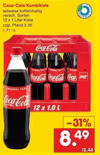Netto Getränke Discount Coca-Cola Kombikiste 12 x 1 Liter Kiste Angebot