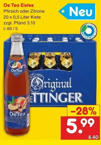 Netto Getränke Discount Oe Tea Eistee 20 x 0.5 Liter Kiste Angebot