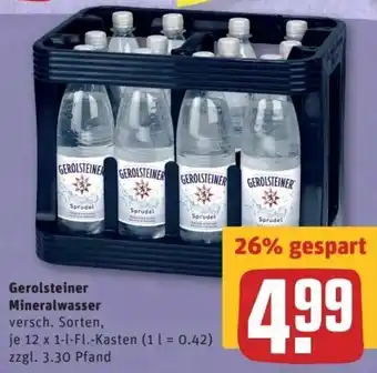 REWE Center Gerolsteiner Mineralwasser je 12 x 1-l-Fl.-Kasten Angebot