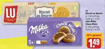 REWE Center Lu Biscuit au Beurre oder Milka Choco Minis Angebot