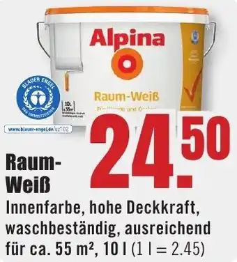 B1 Discount Baumarkt Alpina Raum-Weiß 10 L Angebot