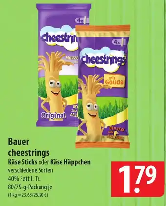 Famila Nord Ost Bauer cheestrings Käse Sticks oder Käse Häppchen Angebot