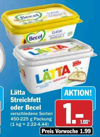 AEZ Lätta Streichfett oder Becel verschiedene Sorten 450-225 g Angebot