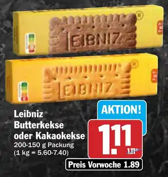 AEZ Leibniz Butterkekse oder Kakaokekse 200-150 g Angebot