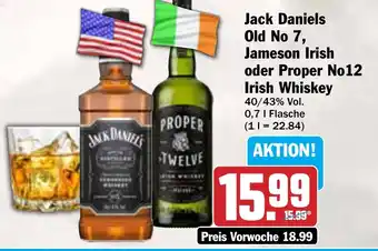 AEZ Jack Daniels Old No 7, Jameson Irish oder Proper No12 Irish Whiskey 0,7 l Angebot