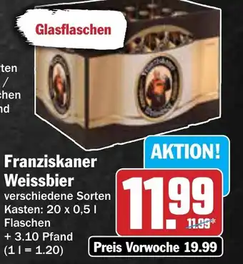 AEZ Franziskaner Weissbier 20 x 0,5 l Angebot