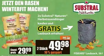 V Baumarkt 2x Substral Naturen Herbstrasendünger kaufen und Gratis Laubsack erhalten Angebot