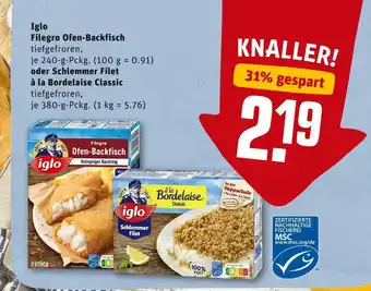 REWE Iglo filegro ofen-backfisch oder schlemmer filet à la bordelaise classic Angebot