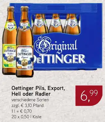 Dornseifer Oettinger Pils, Export, Hell oder Radler 20 x 0,50 L Kiste Angebot