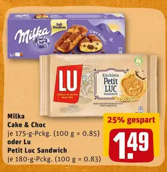 REWE Milka oder lu cake & choc oder petit luc sandwich Angebot