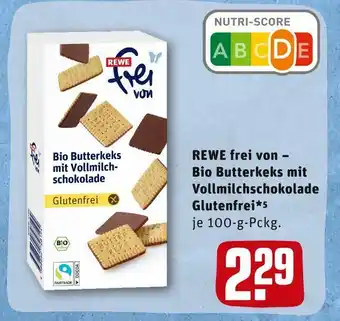 REWE Rewe frei von bio butterkeks mit vollmilchschokolade glutenfrei Angebot