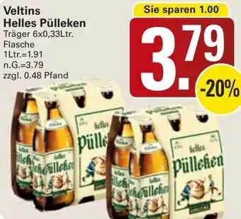 WEZ Veltins Helles Pülleken Träger 6x0,33Ltr. Flasche Angebot