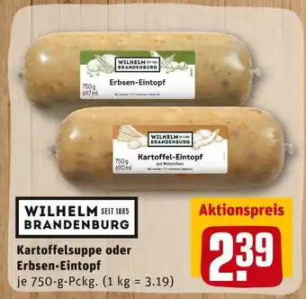 REWE Wilhelm brandenburg kartoffelsuppe oder erbsen-eintopf Angebot