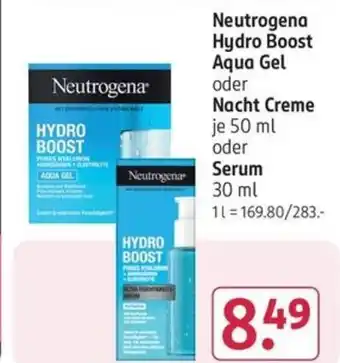 Rossmann Neutrogena Hydro Boost Aqua Gel oder Nacht Creme je 50 ml oder Serum 30 ml Angebot