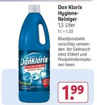 Rossmann Dan Klorix Hygiene- Reiniger 1,5 Liter Angebot