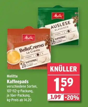 Wasgau Melitta Kaffeepads 107-112-g Angebot