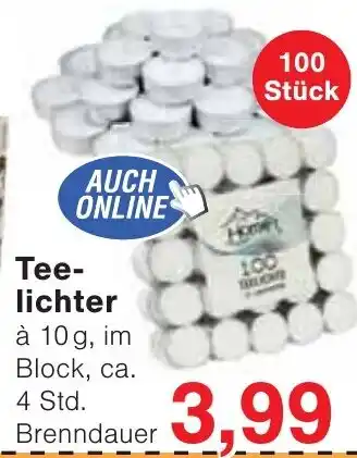 Wiglo Wunderland Tee- lichter 100 Stück Angebot