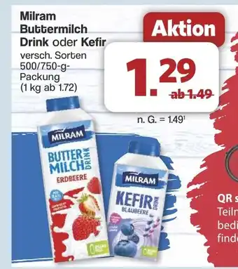 Famila Nord West Milram Buttermilch Drink oder Kefir Angebot