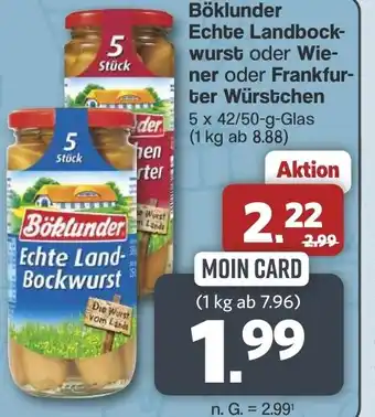 Famila Nord West Böklunder Echte Land- Bockwurst oder Wie- ner oder Frankfur- ter Würstchen Angebot