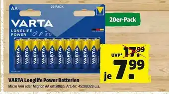 Hagebau Varta Longlife Power Batterien Angebot