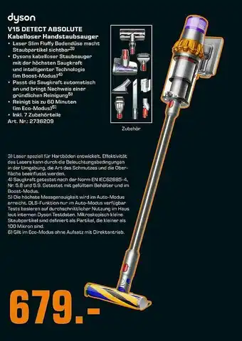 Saturn Dyson V15 Detect Absolute Kabelloser Handstaubsauger Angebot