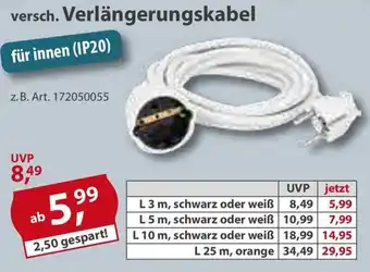 Sonderpreis Baumarkt versch. Verlängerungskabel für innen (IP20) Angebot