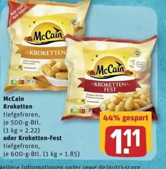 REWE Center Mccain Kroketten oder Kroketten Fest 600g Angebot