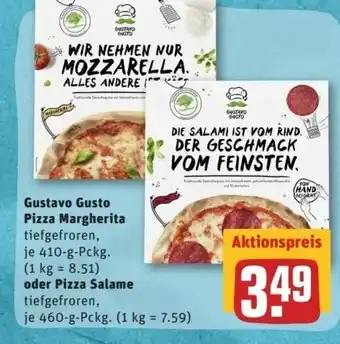 REWE Center Gustavo Gusto Pizza Margherita oder Pizza Salame 460g Angebot