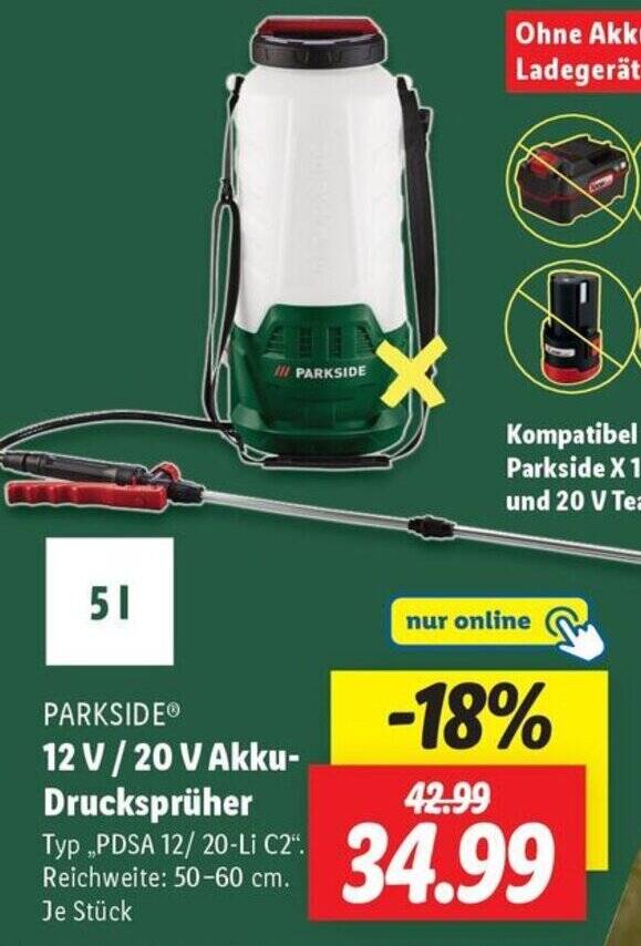 PARKSIDE 12 V / 20 V Akku- Drucksprüher Angebot bei Lidl