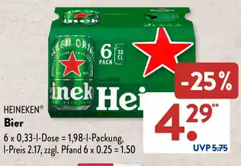 Aldi Süd HEINEKEN Bier 6 x 0,33 l Dose Angebot