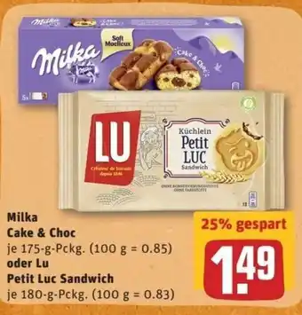 REWE Center Milka Cake & Choc oder Lu Petit Luc Sandwich 180g Angebot