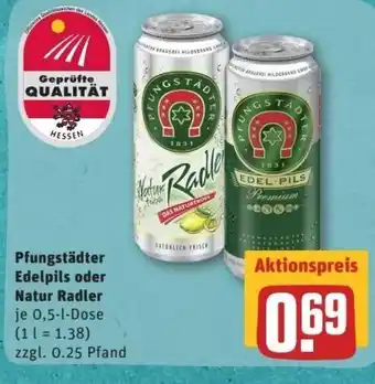 REWE Center Pfungstädter Edelpils oder Natur Radler Angebot