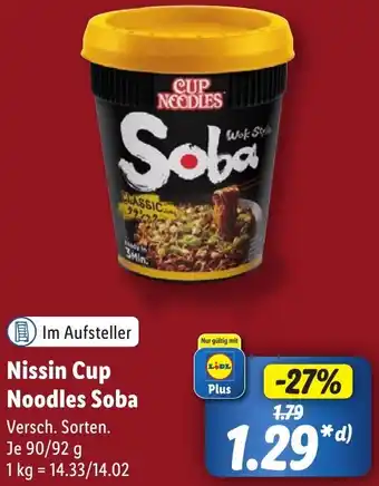Lidl Nissin Cup Noodles Soba 90/92 g Angebot