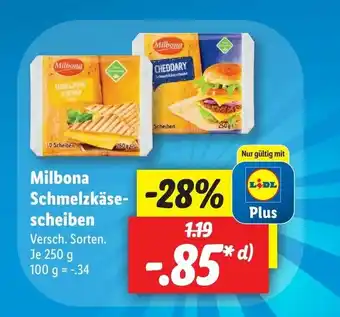 Lidl Milbona Schmelzkase-scheiben 250g Angebot