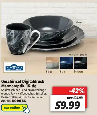 Lidl Geschirrset Digitaldruck Marmoroptik, 16-tlg Angebot