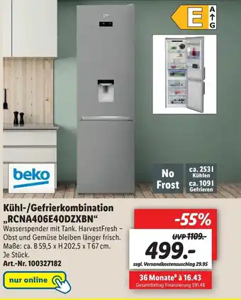 Lidl Kuhl-/Gefrierkombination RCNA406E40DZXBN Angebot