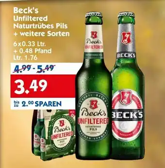 Hol'ab Getränkemarkt Beck's Unfiltered Naturtrubes Pils + weitere Sorten Angebot