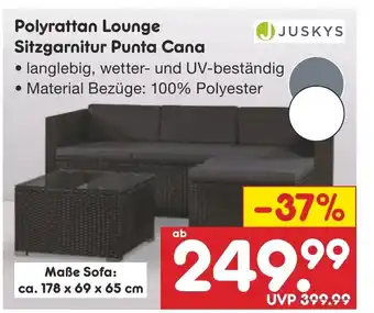 Netto Marken-Discount JUSKYS Polyrattan Lounge Sitzgarnitur Punta Cana Angebot