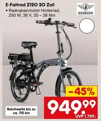 Netto Marken-Discount ZUNDAPP E-Faltrad Z120 20 Zoll Angebot