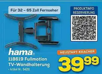 Euronics Berlet Hama Fullmotion Tv-wandhalterung Angebot