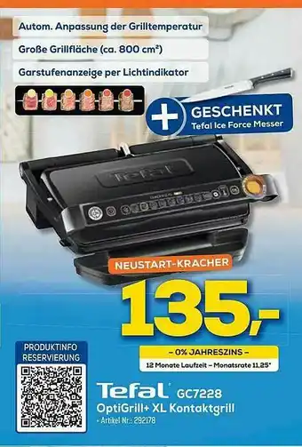 Euronics Berlet Tefal Gc7228 Optigrill+ Xl Kontaktgrill Angebot