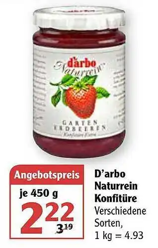 Globus D'arbo Naturrein Konfitüre Angebot