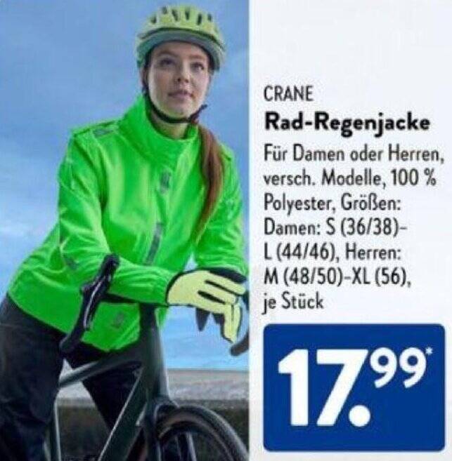 CRANE Rad-Regenjacke Angebot bei Aldi Süd