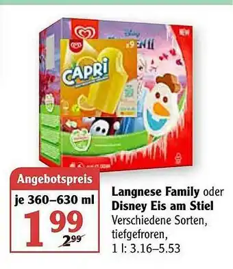 Globus Langnese Family Oder Disney Eis Am Stiel Angebot