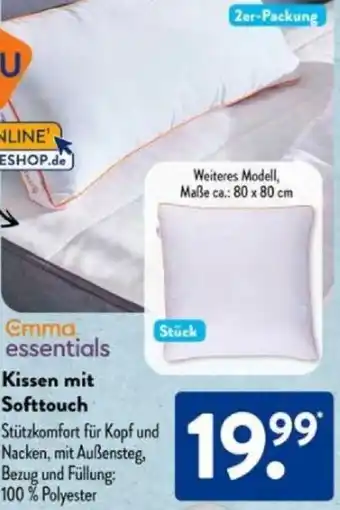 Aldi Süd Emma essentials Kissen mit Softtouch Angebot