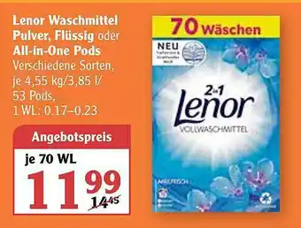 Globus Lenor Waschmittel Pulver, Flüssig Oder Allin1 Pods Angebot