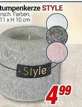 CENTERSHOP Stumpenkerze Style Angebot