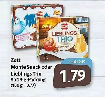 Markant Markt Zott Monte Snack Oder Lieblings Trio Angebot