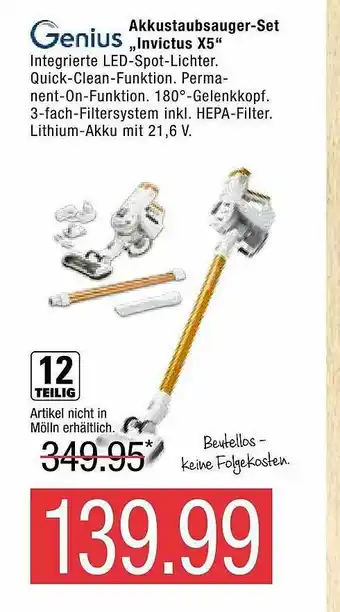 Marktkauf Genius Akkustaubsauger-set „invictus X5” Angebot