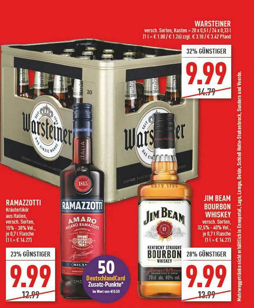Warsteiner, Ramazzotti Oder Jim Beam Bourbon Whiskey Angebot bei Marktkauf